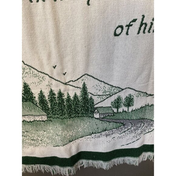 Old Irish Blessing Tapestry Throw Blanket 40"x60"  Green & White  Fringed Edges - Picture 4 of 6